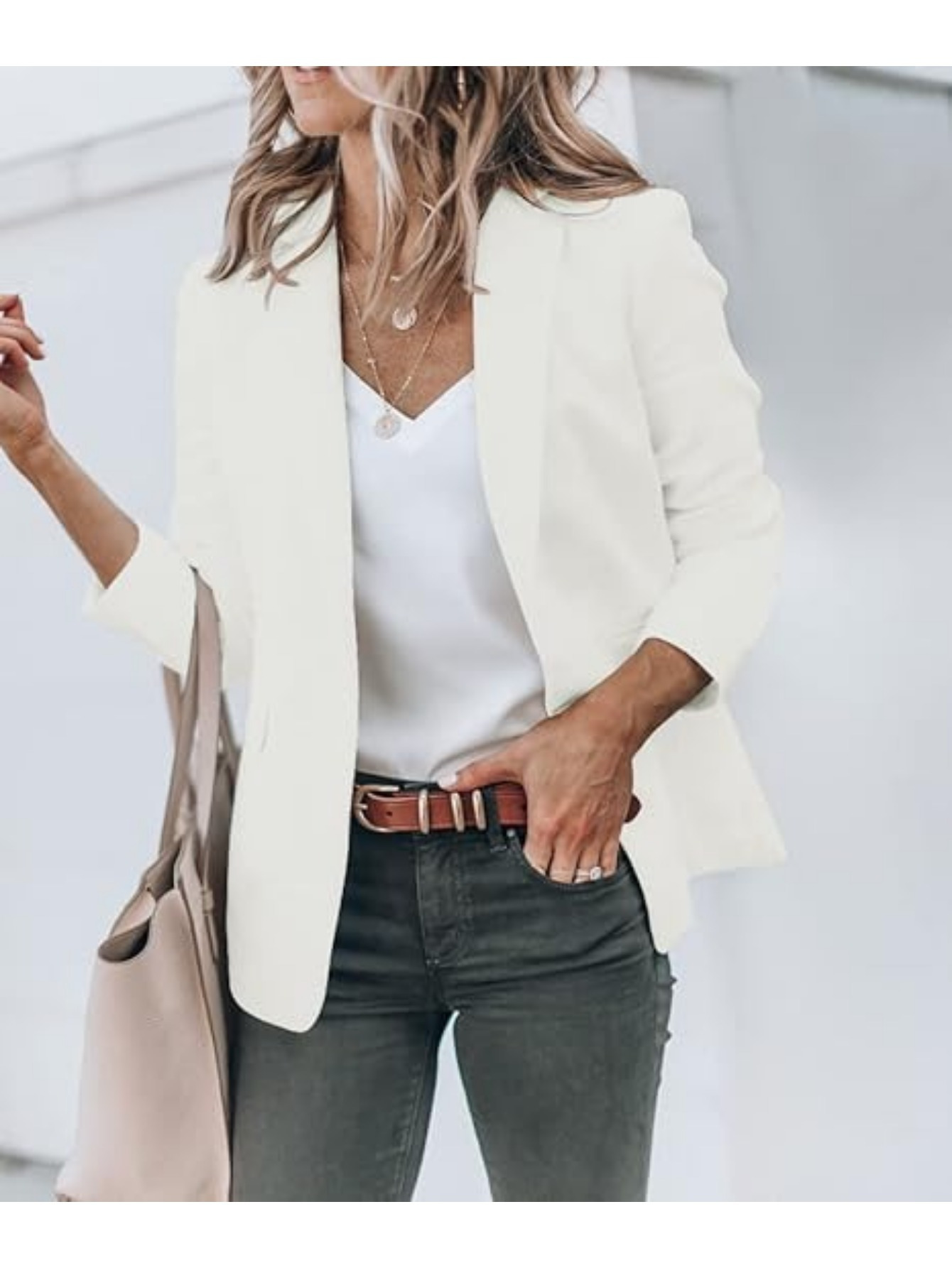 Fashion Single Button Lapel Neck Blazer, Casual Long Sleeve Blazer for Office & Work, Women's Clothing