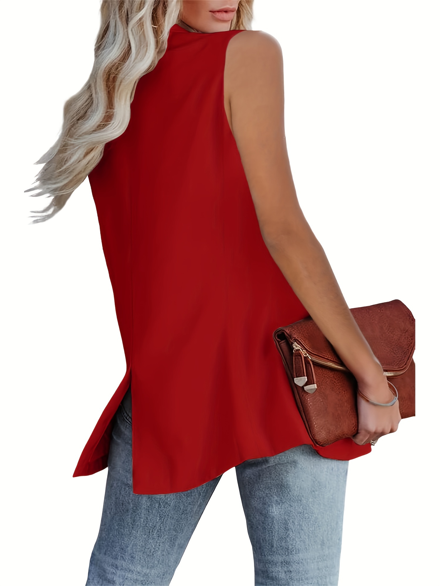 Women's Sleeveless Blazer Vest Casual Open Front Single Button Summer Jacket With Pockets