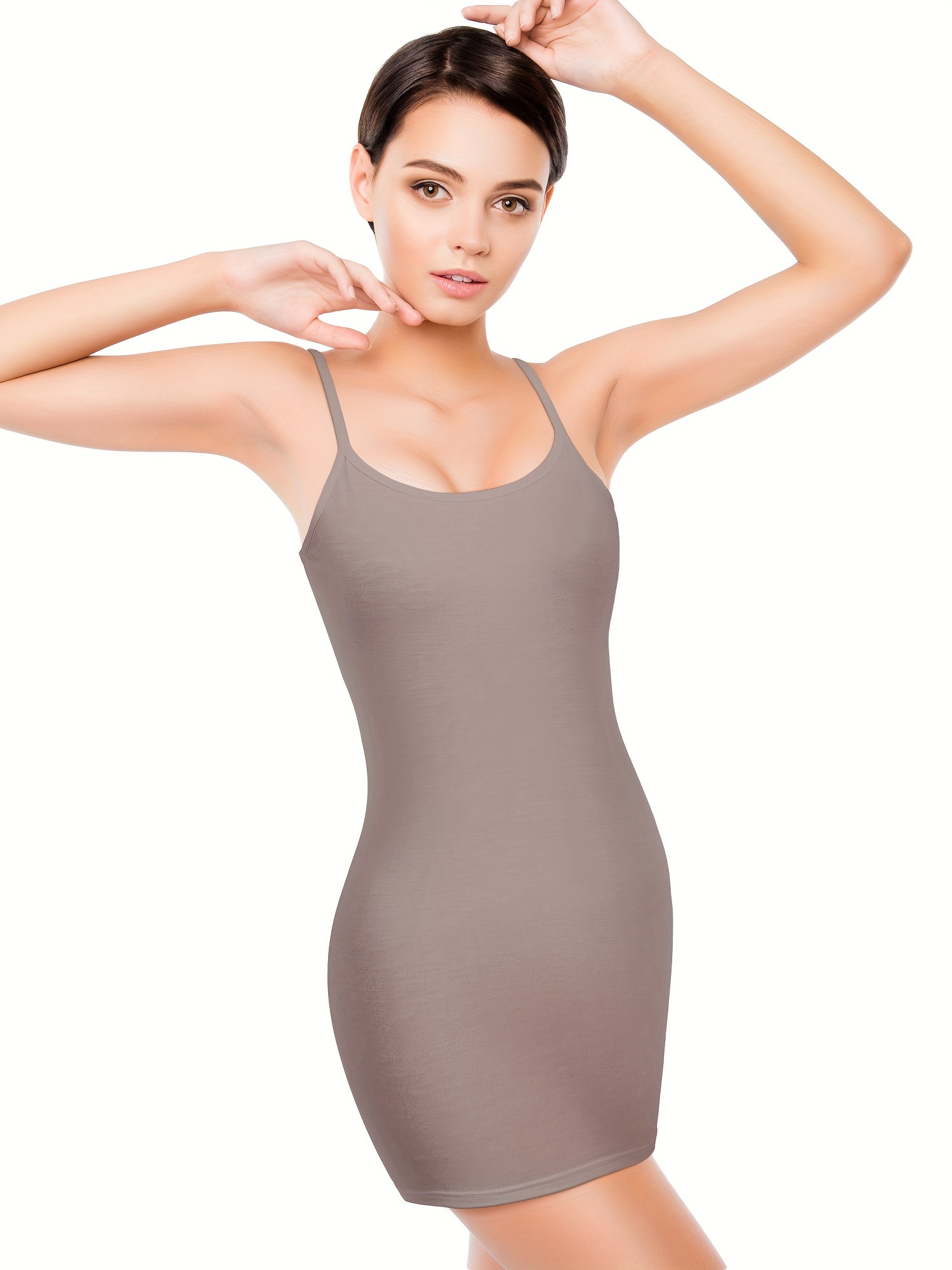 3 Packs Solid Spaghetti Strap Top, Elegant Backless Off Shoulder Slim Long Length Camisole For Summer, Women's Clothing