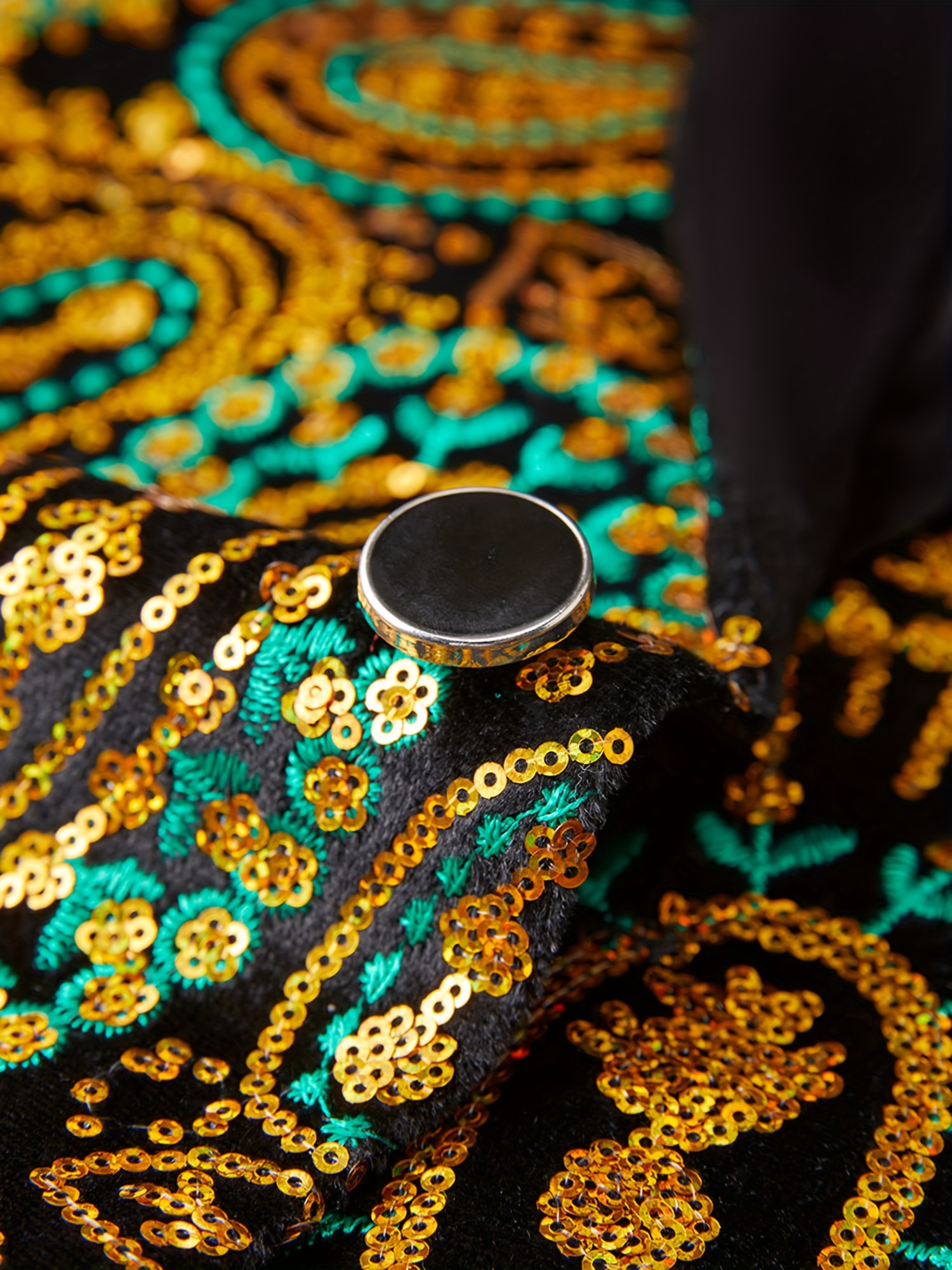 Women's Casual Sequin Top Paisley Pattern Evening Host Eye-catching Cashew Flower Jacket