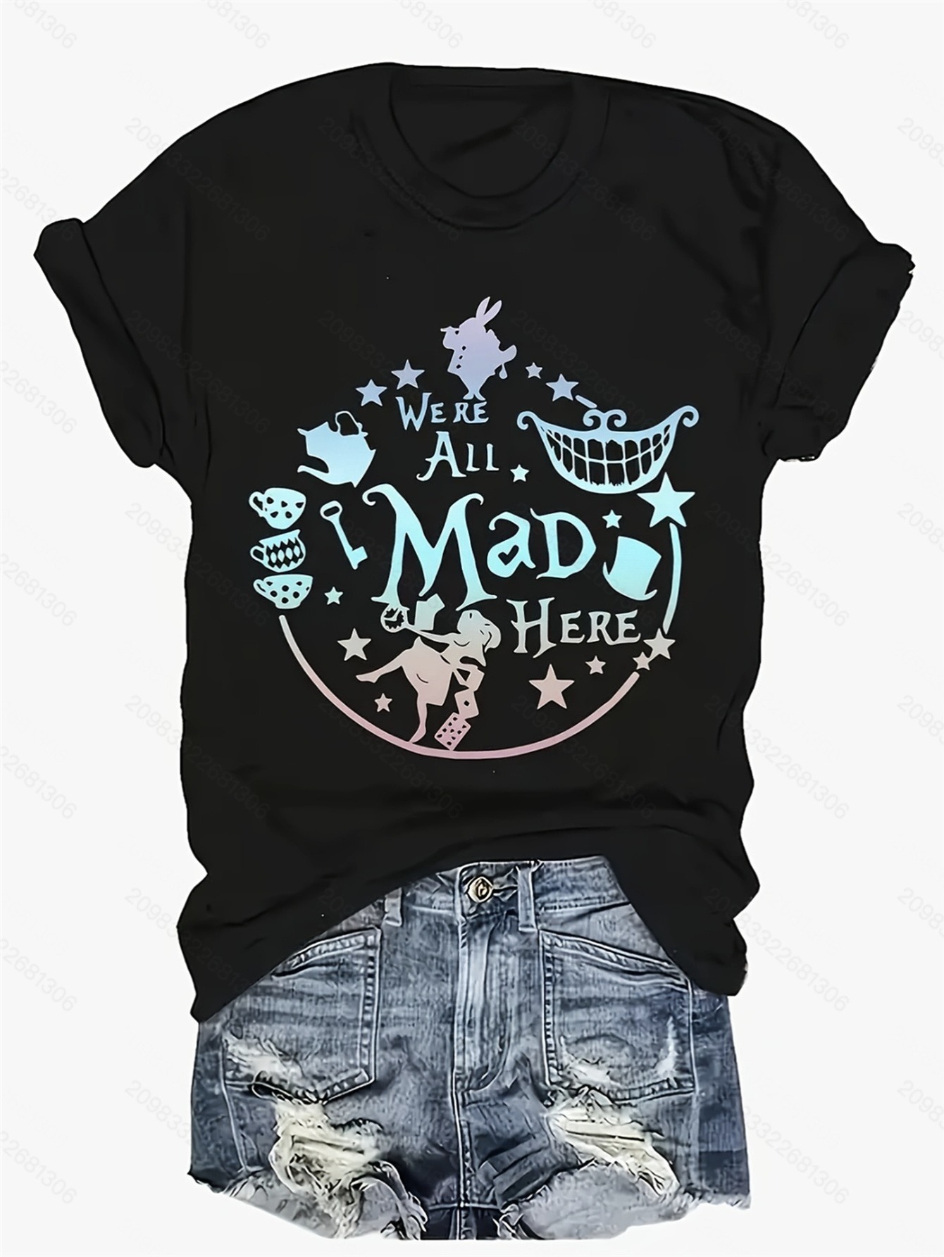 Fashionable Womens Graphic Print T-Shirt - Casual Short Sleeve Crew Neck Top - Lightweight & Breathable for Spring & Summer Wardrobe