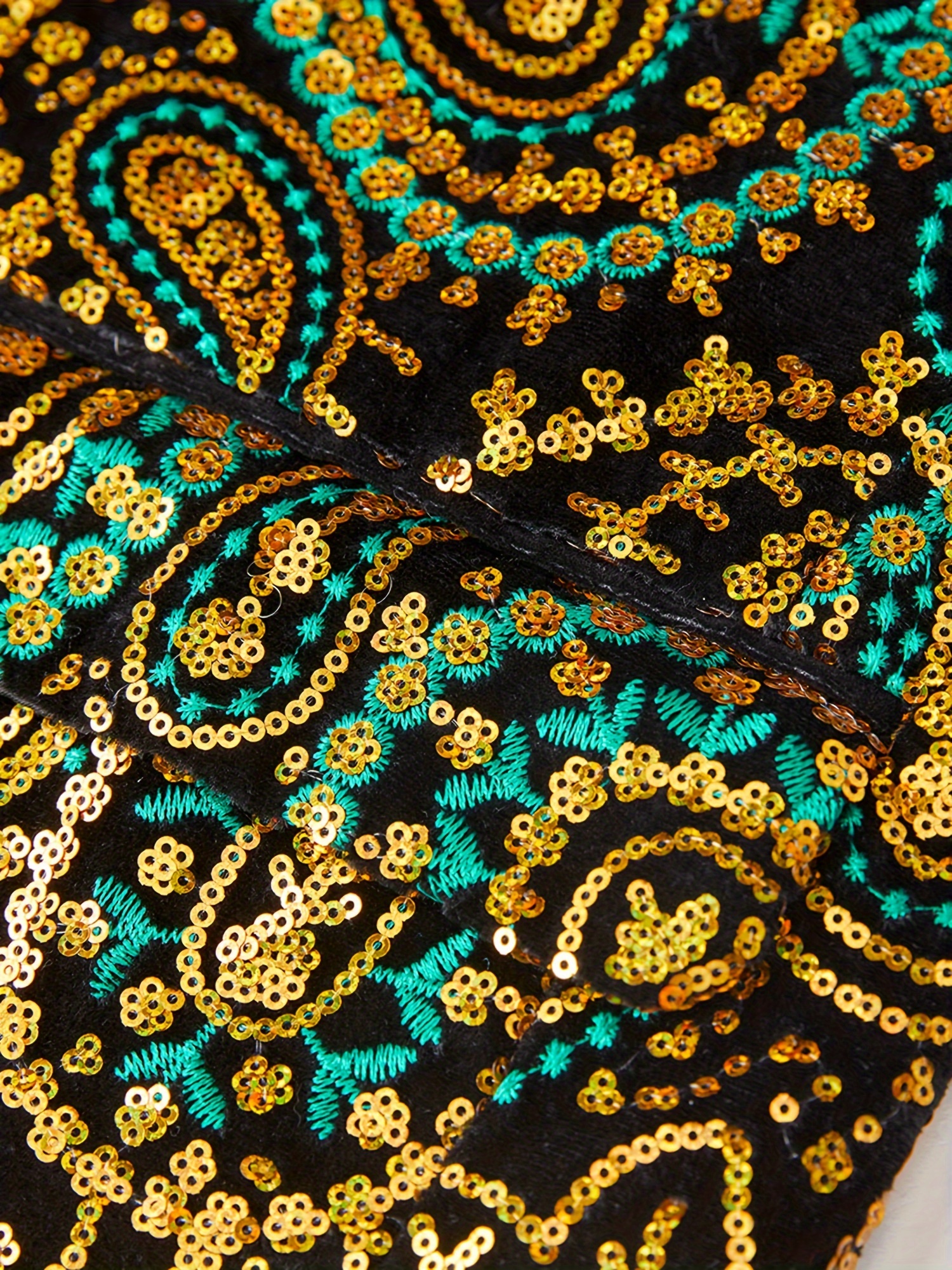 Women's Casual Sequin Top Paisley Pattern Evening Host Eye-catching Cashew Flower Jacket