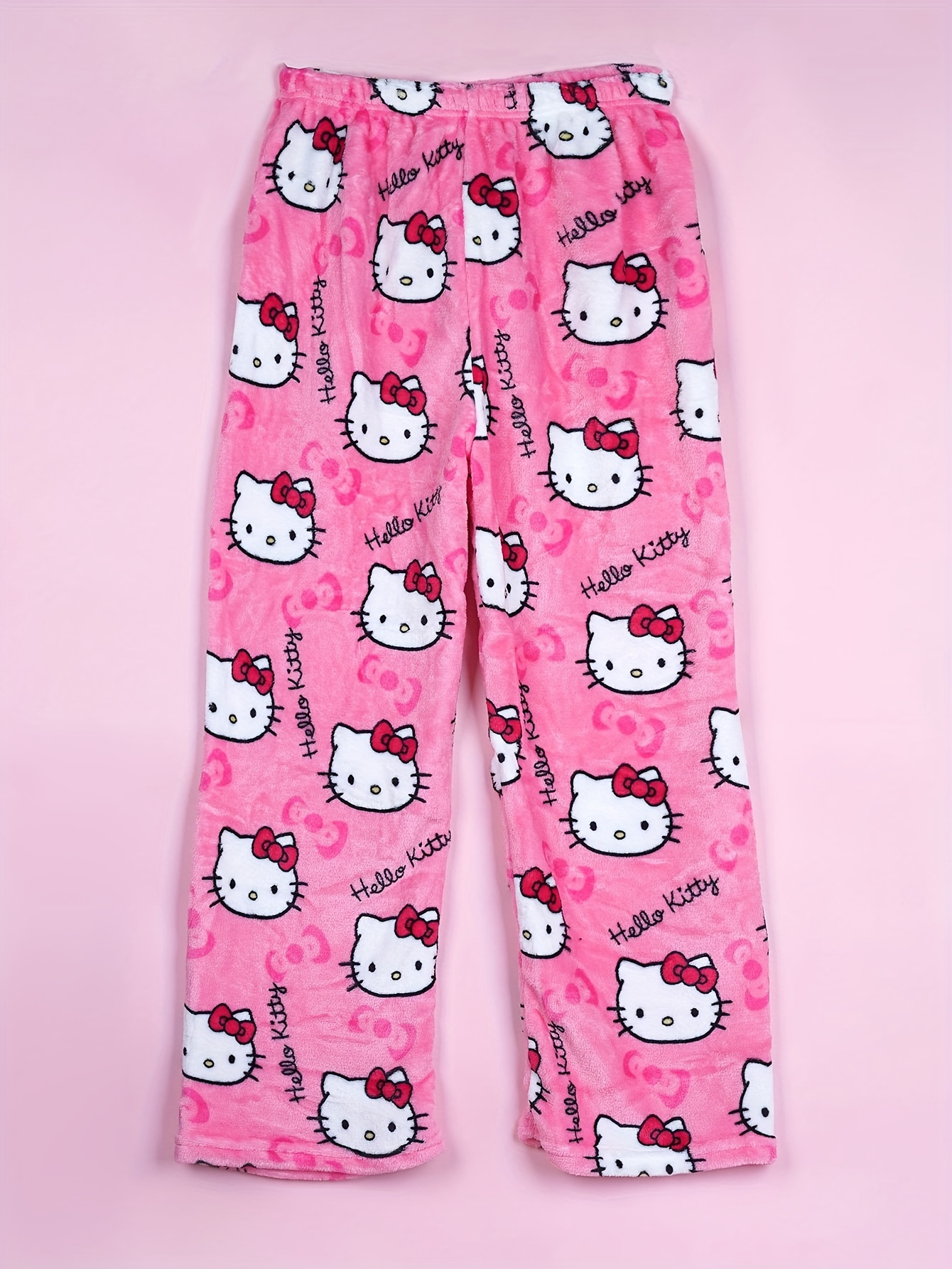 Authorized Sanrio Flannel Pajamas Kawaii Sanrio Hello Kitty WOMEN'S Casual Home Pants, Warm White Wool Cartoon Animation, Autumn Fashion Gift
