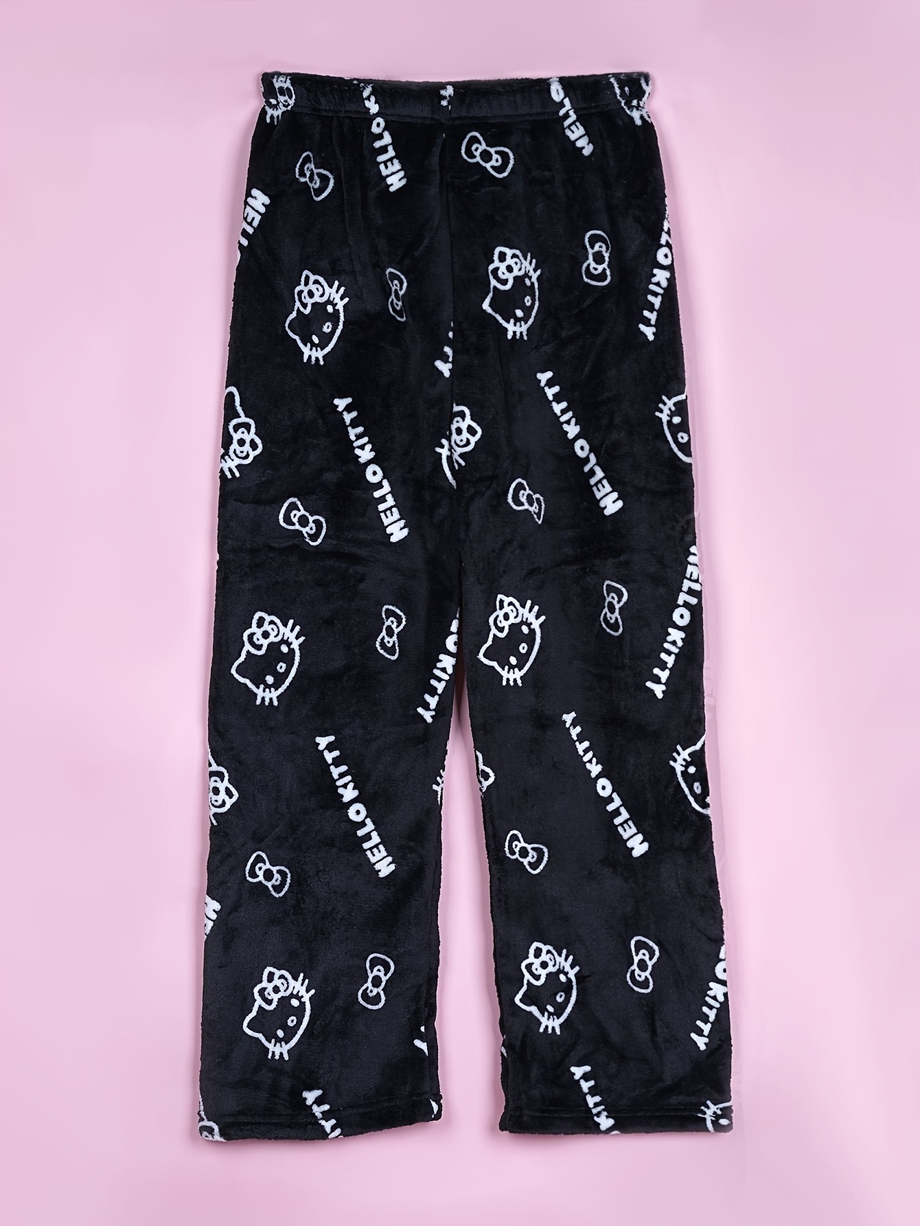 Authorized Sanrio Flannel Pajamas Kawaii Sanrio Hello Kitty WOMEN'S Casual Home Pants, Warm White Wool Cartoon Animation, Autumn Fashion Gift