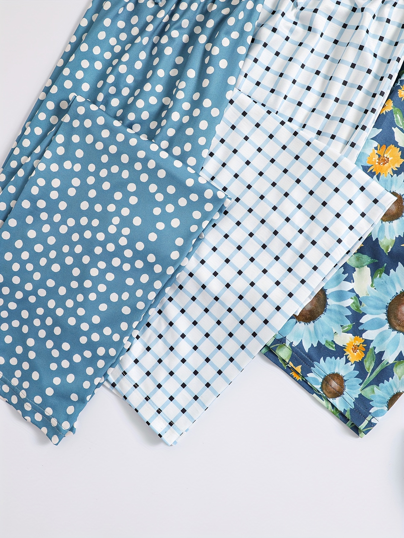 [3 Pieces Combination] Autumn Women's Loose Knitted Stretch Fabric Leisure 3 Pieces Different Printed Multi-Color Versatile Home Casual Trousers