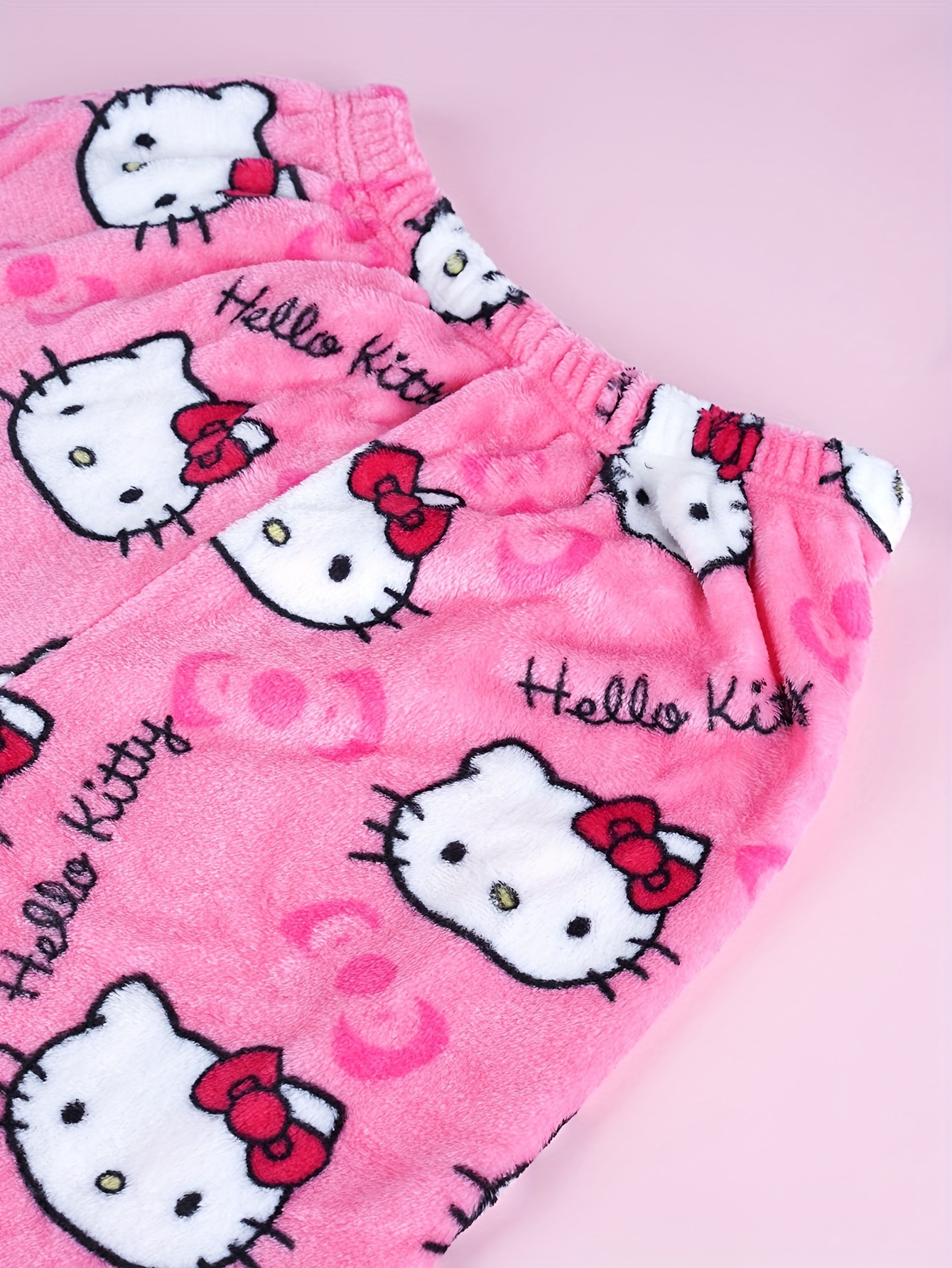 Authorized Sanrio Flannel Pajamas Kawaii Sanrio Hello Kitty WOMEN'S Casual Home Pants, Warm White Wool Cartoon Animation, Autumn Fashion Gift
