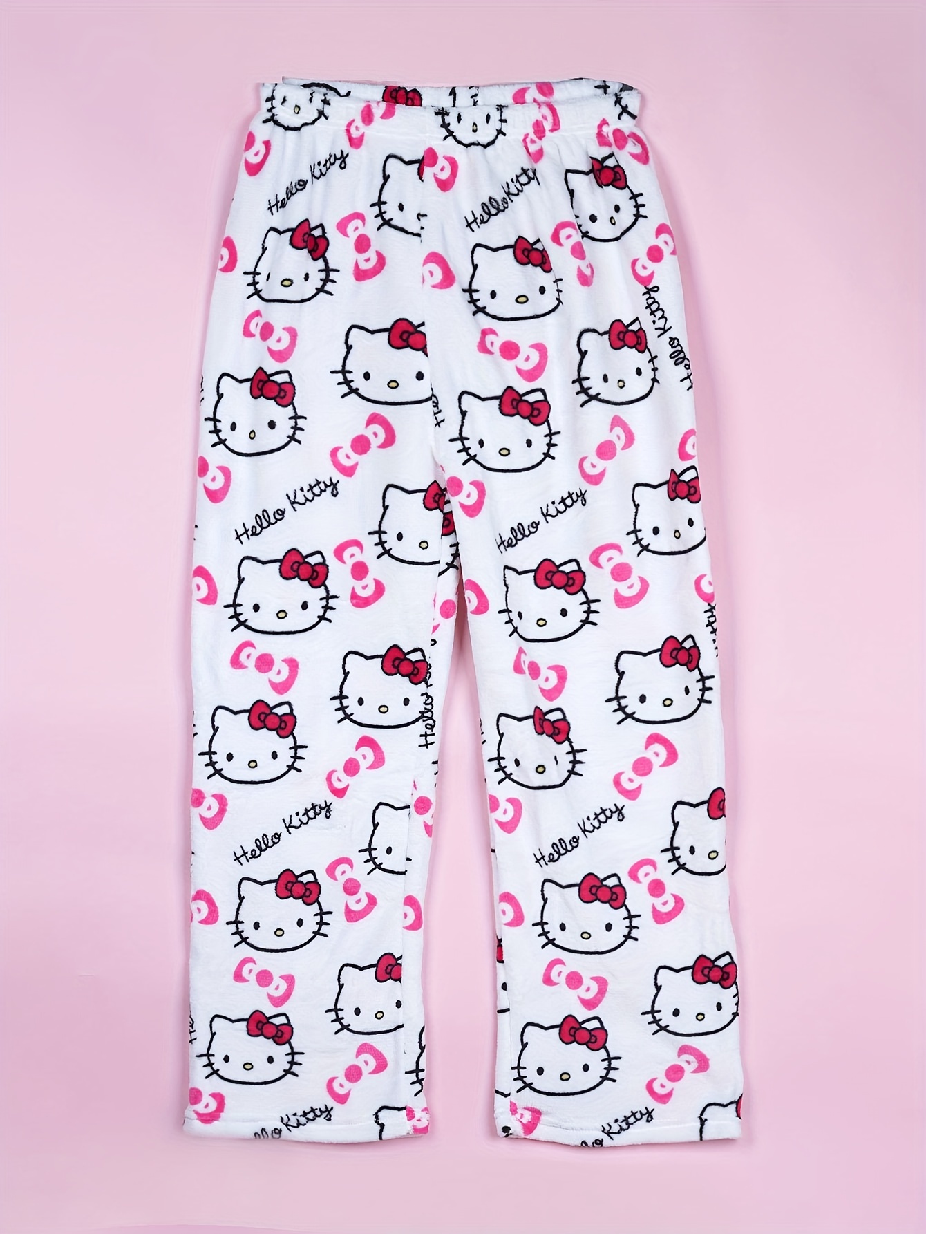 Authorized Sanrio Flannel Pajamas Kawaii Sanrio Hello Kitty WOMEN'S Casual Home Pants, Warm White Wool Cartoon Animation, Autumn Fashion Gift