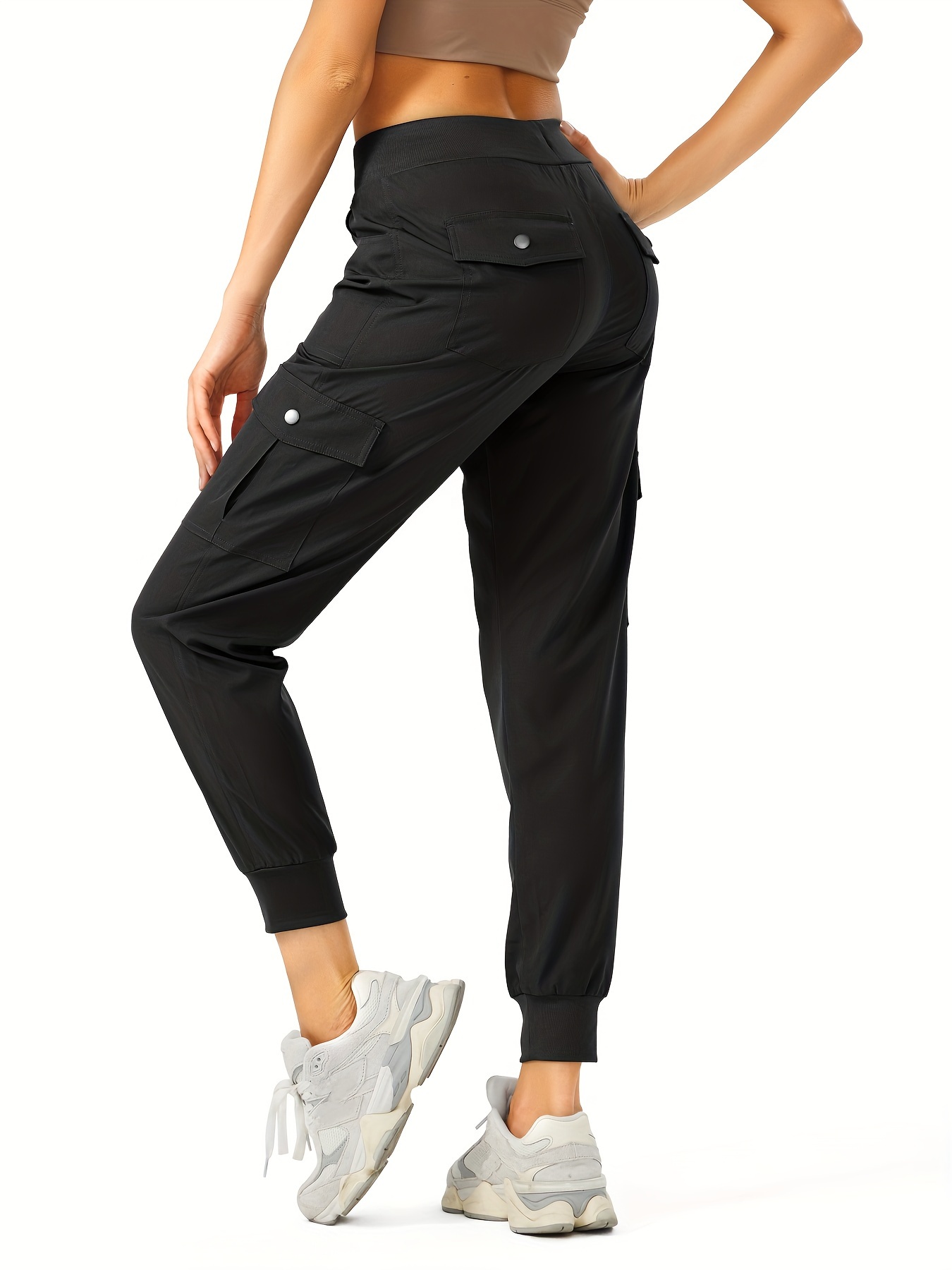 Women's Lightweight Hiking Cargo Pants Outdoor Quick Dry Casual Travel Sweatpants Joggers Elastic Waist Button Pockets