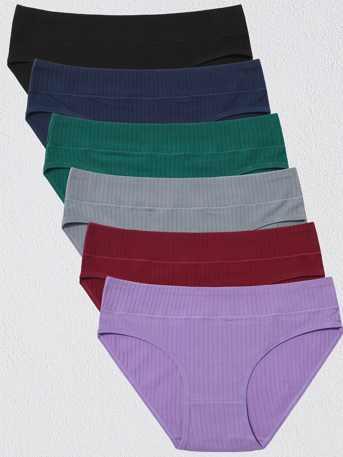 6-Pack Women's Striped Mid-Rise Comfort Briefs, Simple Style, Stretch Underwear, Breathable Panties