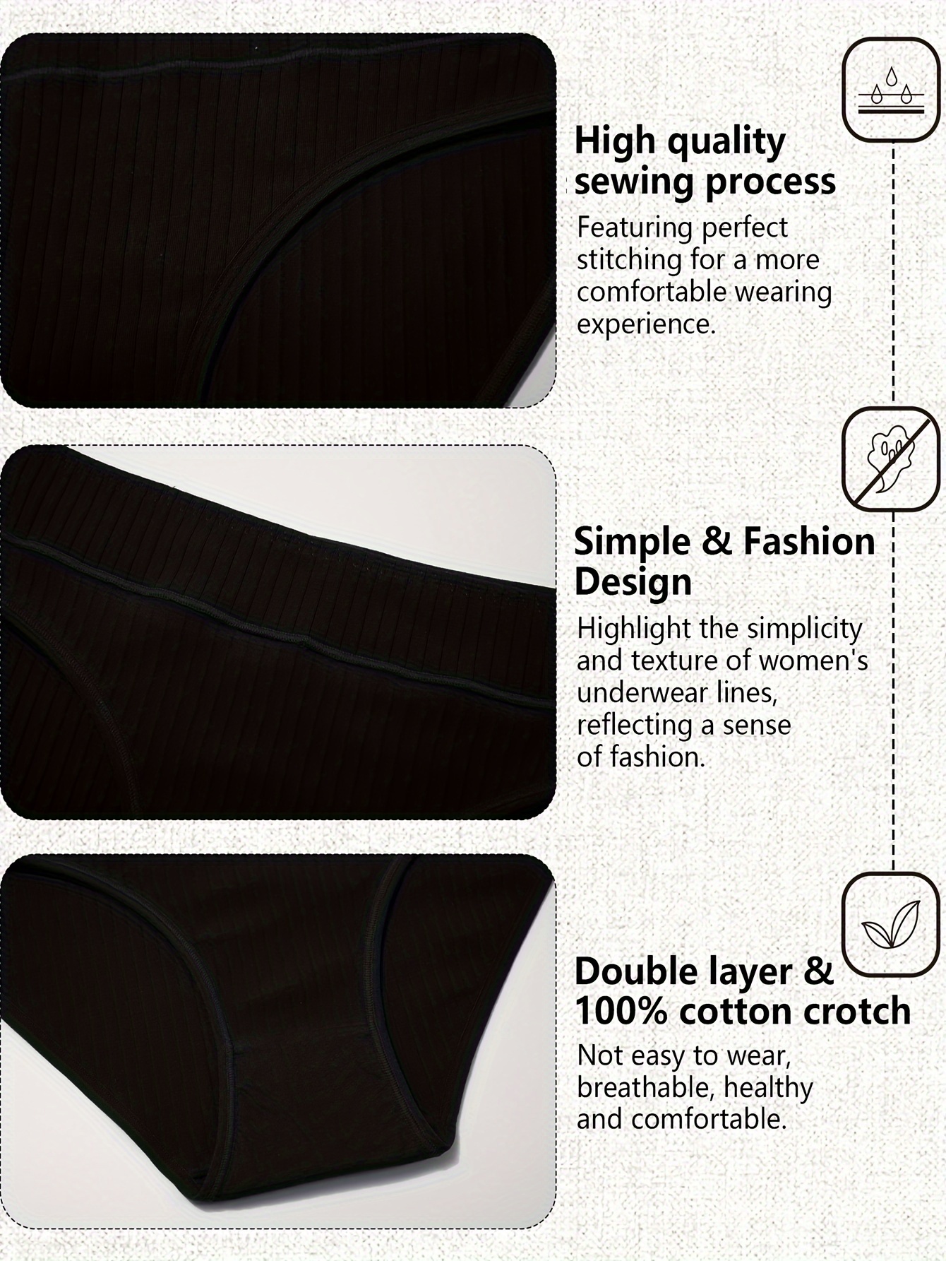 6-Pack Women's Striped Mid-Rise Comfort Briefs, Simple Style, Stretch Underwear, Breathable Panties