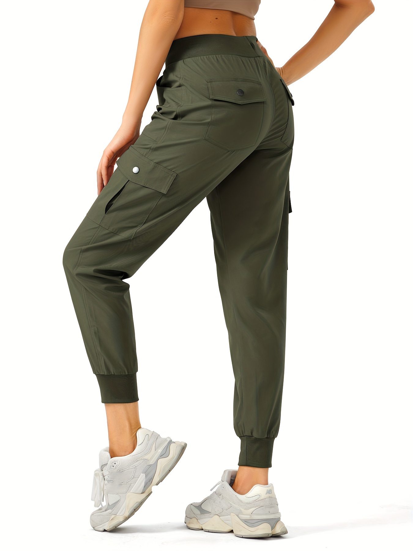 Women's Lightweight Hiking Cargo Pants Outdoor Quick Dry Casual Travel Sweatpants Joggers Elastic Waist Button Pockets