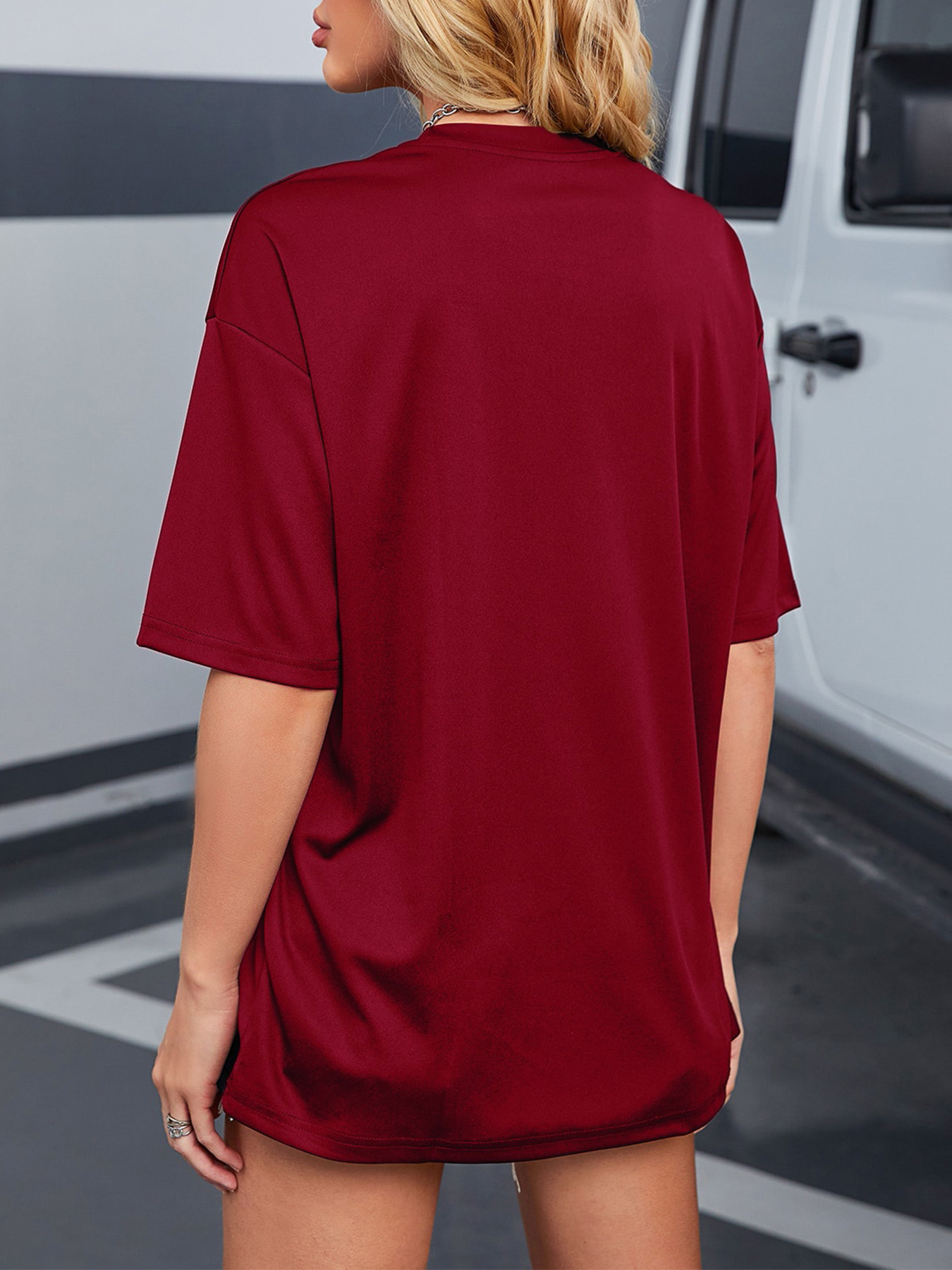 Ghost & Plant Graphic Casual T-Shirt, Round Neck Loose Fit Short Sleeves Sports Tee, Halloween Women's Clothing