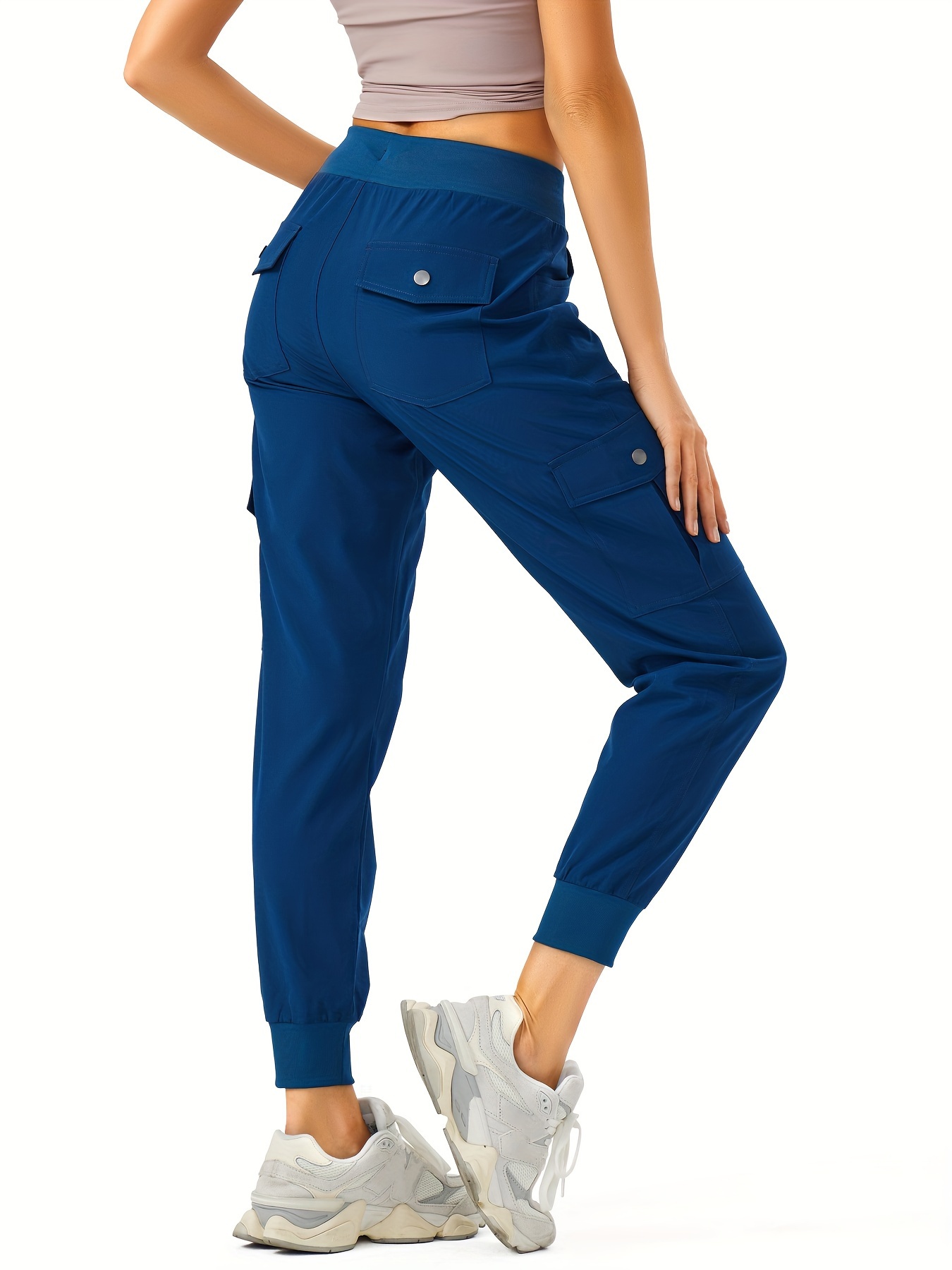 Women's Lightweight Hiking Cargo Pants Outdoor Quick Dry Casual Travel Sweatpants Joggers Elastic Waist Button Pockets