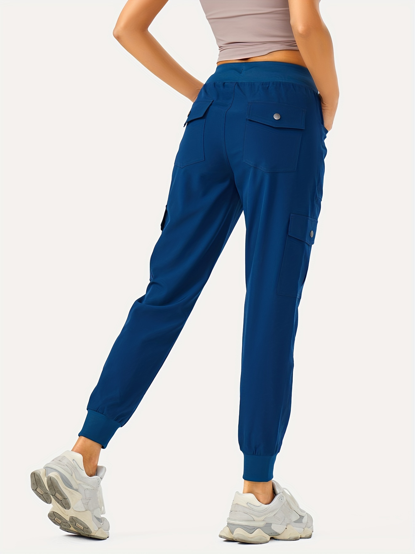 Women's Lightweight Hiking Cargo Pants Outdoor Quick Dry Casual Travel Sweatpants Joggers Elastic Waist Button Pockets