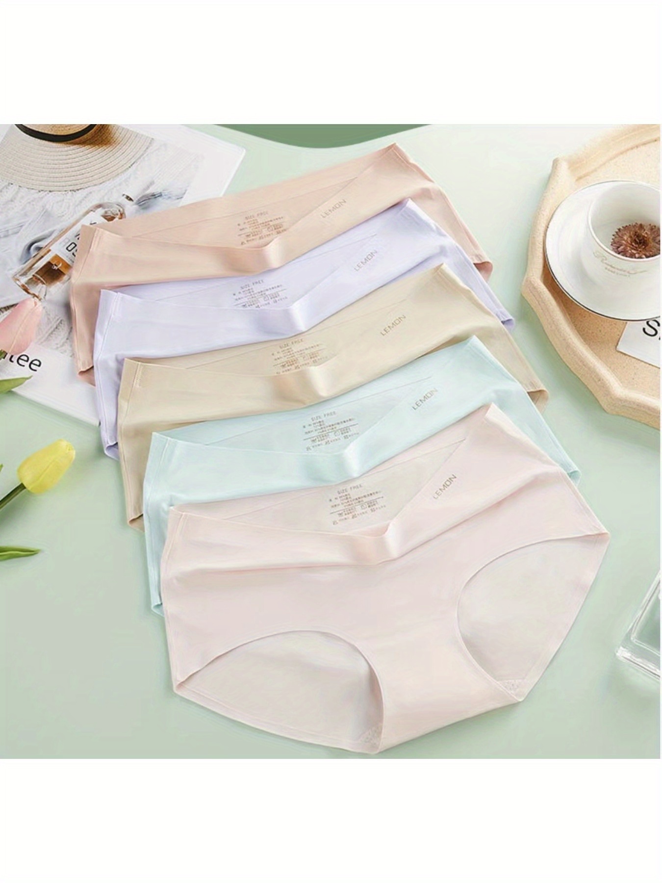 Non-marking Ice Silk One-piece Panties Mid-waist Cotton Silk Crotch Anti-bacterial Comfortable High Value