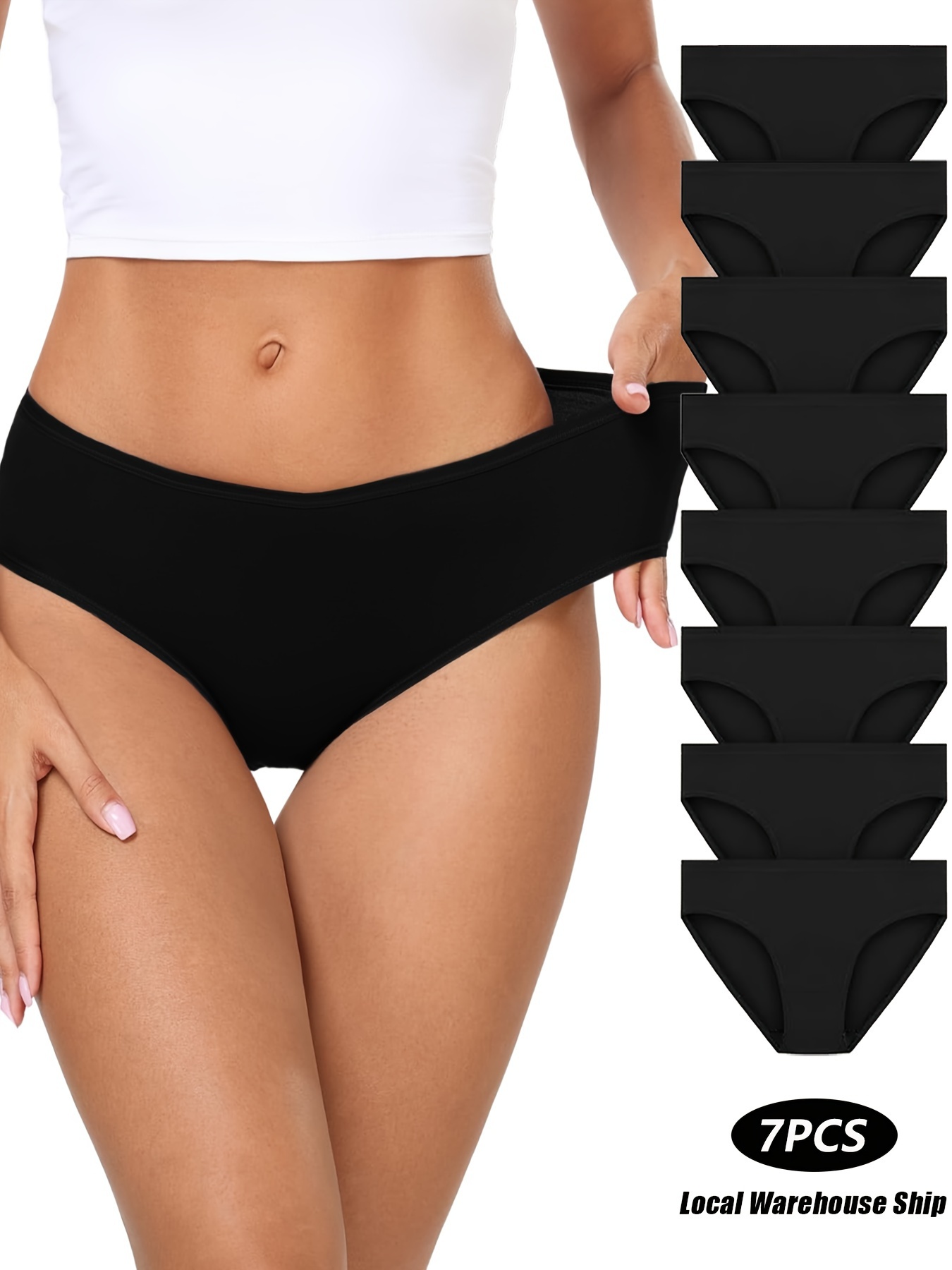 7PCS S-XXL Pure Cotton Comfortable Low Waist Soft Stretchy Breathable Women's Panties - Soft Lingerie for Everyday Wear - Women's Underwear for All Body Types