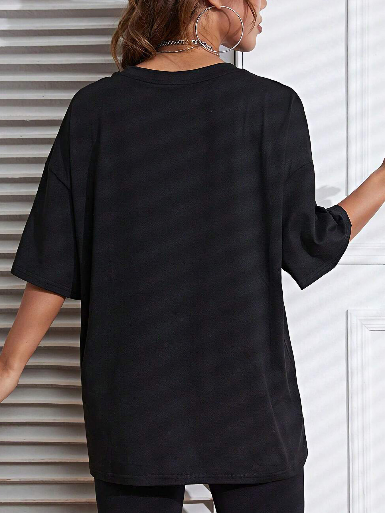 Ghost & Plant Graphic Casual T-Shirt, Round Neck Loose Fit Short Sleeves Sports Tee, Halloween Women's Clothing