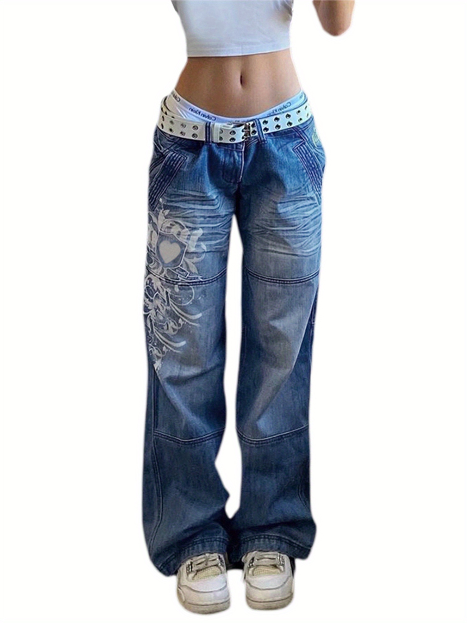 Women Loose Jeans High Waist Baggy Denim Pants Wide Leg Straight Trousers Vintage Street Wear