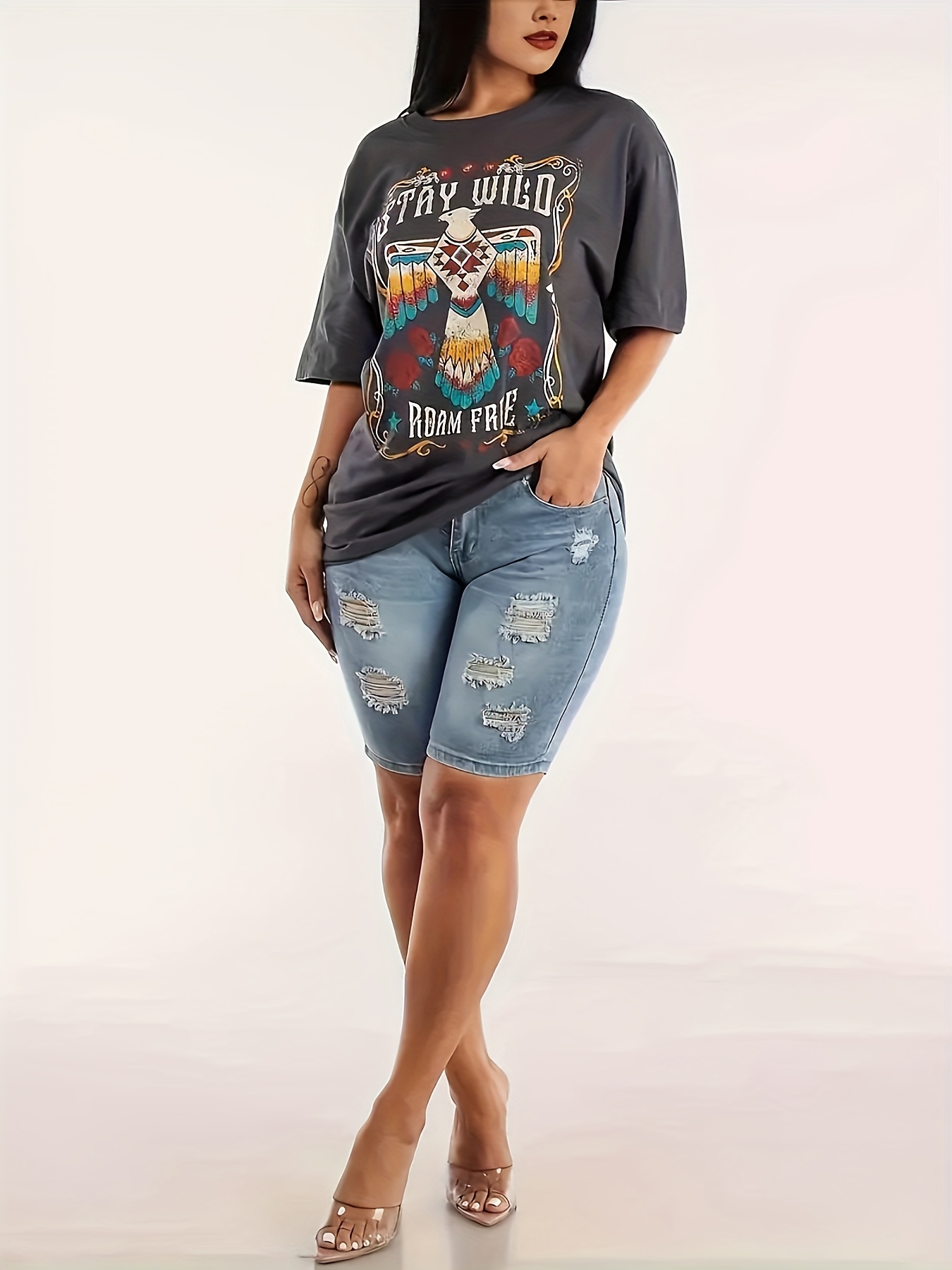 Womens Comfort Stretch Denim Shorts - High Waist, Casual, Summer, Soft, Breathable, Premium Fabric, Relaxed Fit - Ideal For Outdoor Activities