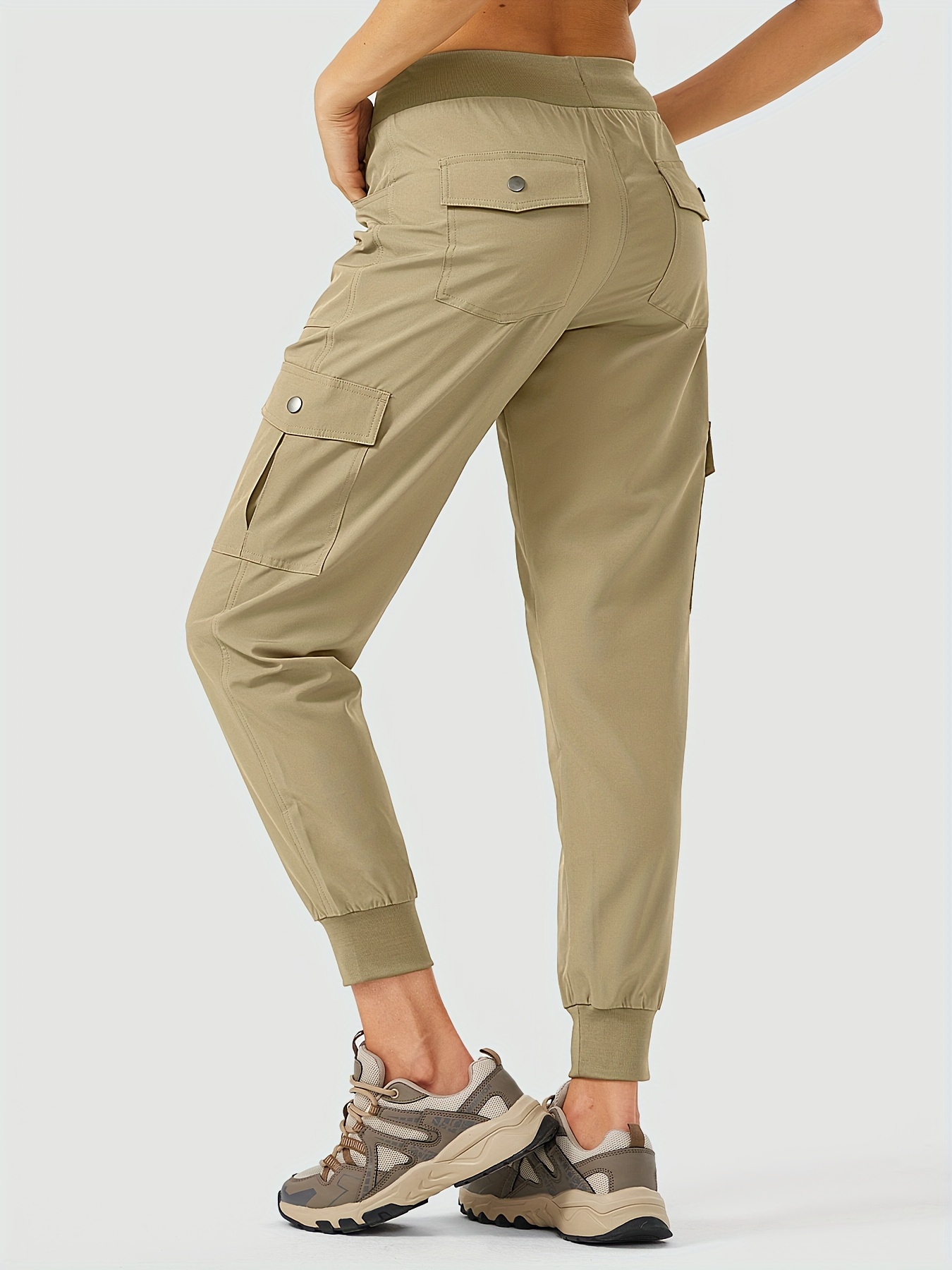 Women's Lightweight Hiking Cargo Pants Outdoor Quick Dry Casual Travel Sweatpants Joggers Elastic Waist Button Pockets