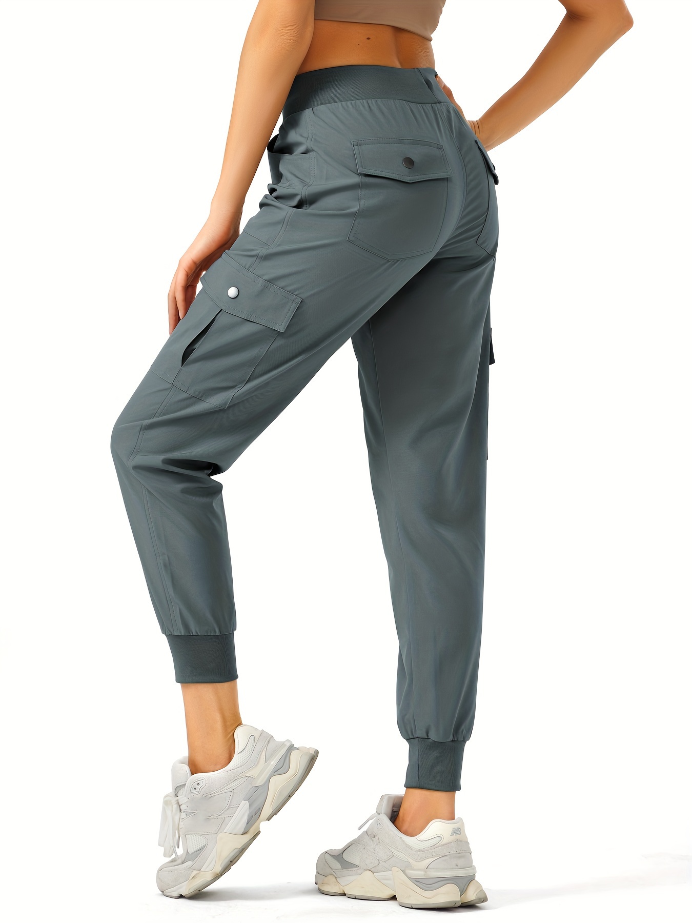 Women's Lightweight Hiking Cargo Pants Outdoor Quick Dry Casual Travel Sweatpants Joggers Elastic Waist Button Pockets