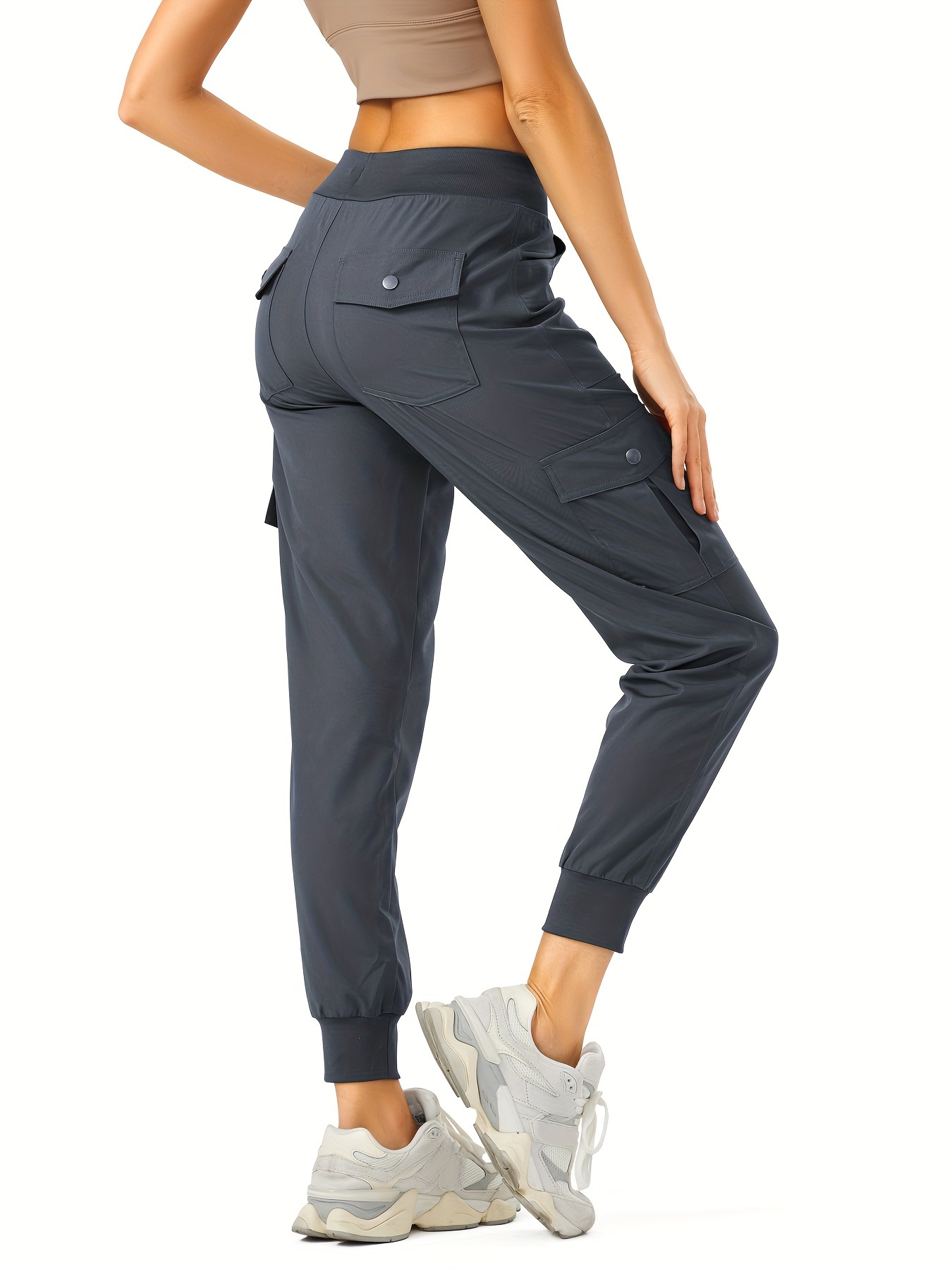 Women's Lightweight Hiking Cargo Pants Outdoor Quick Dry Casual Travel Sweatpants Joggers Elastic Waist Button Pockets