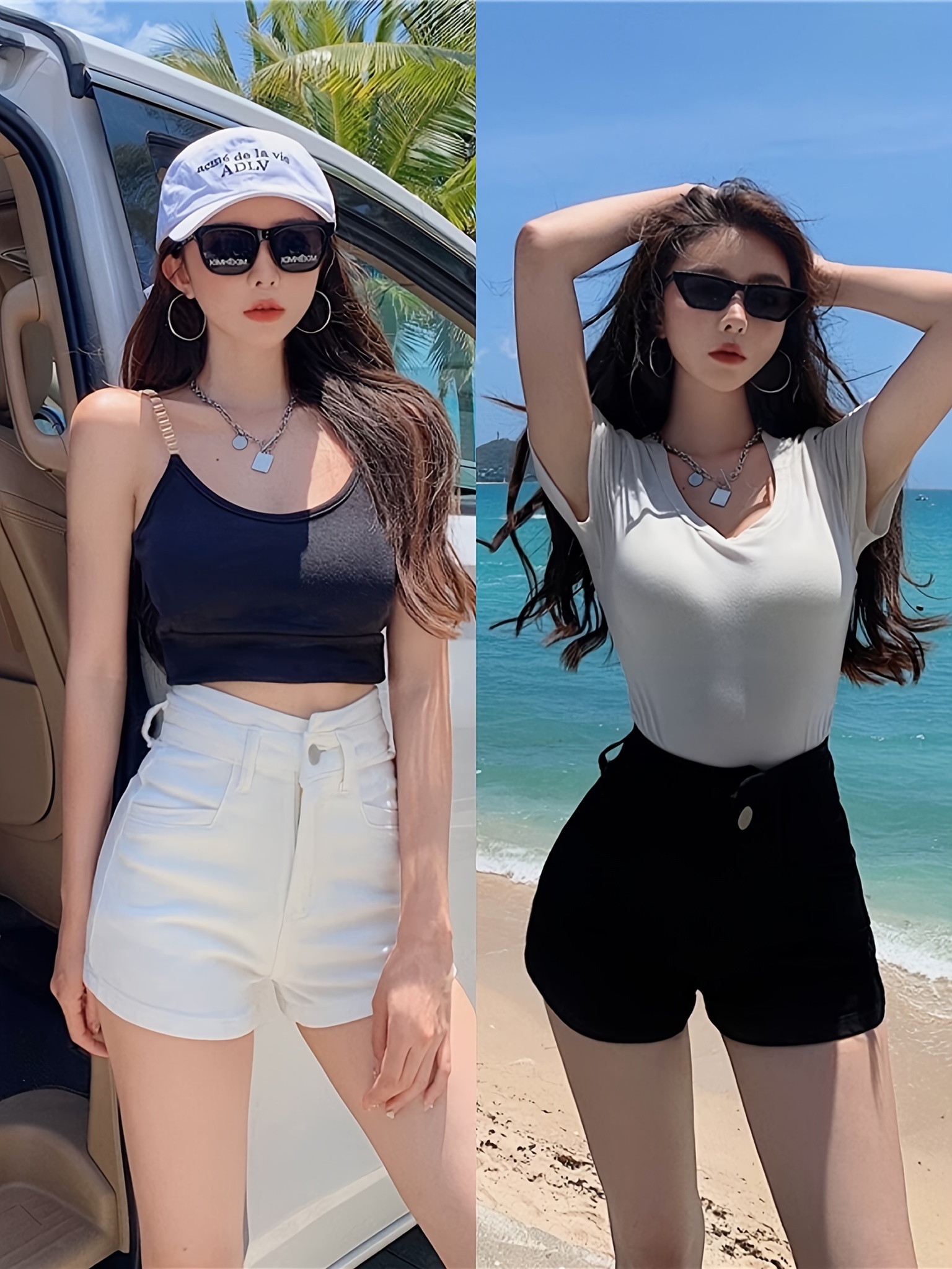 Plain High Waist Denim Shorts, Slant Pockets Slim Fit Slight Stretch Denim Shorts, Women's Denim Jeans & Clothing