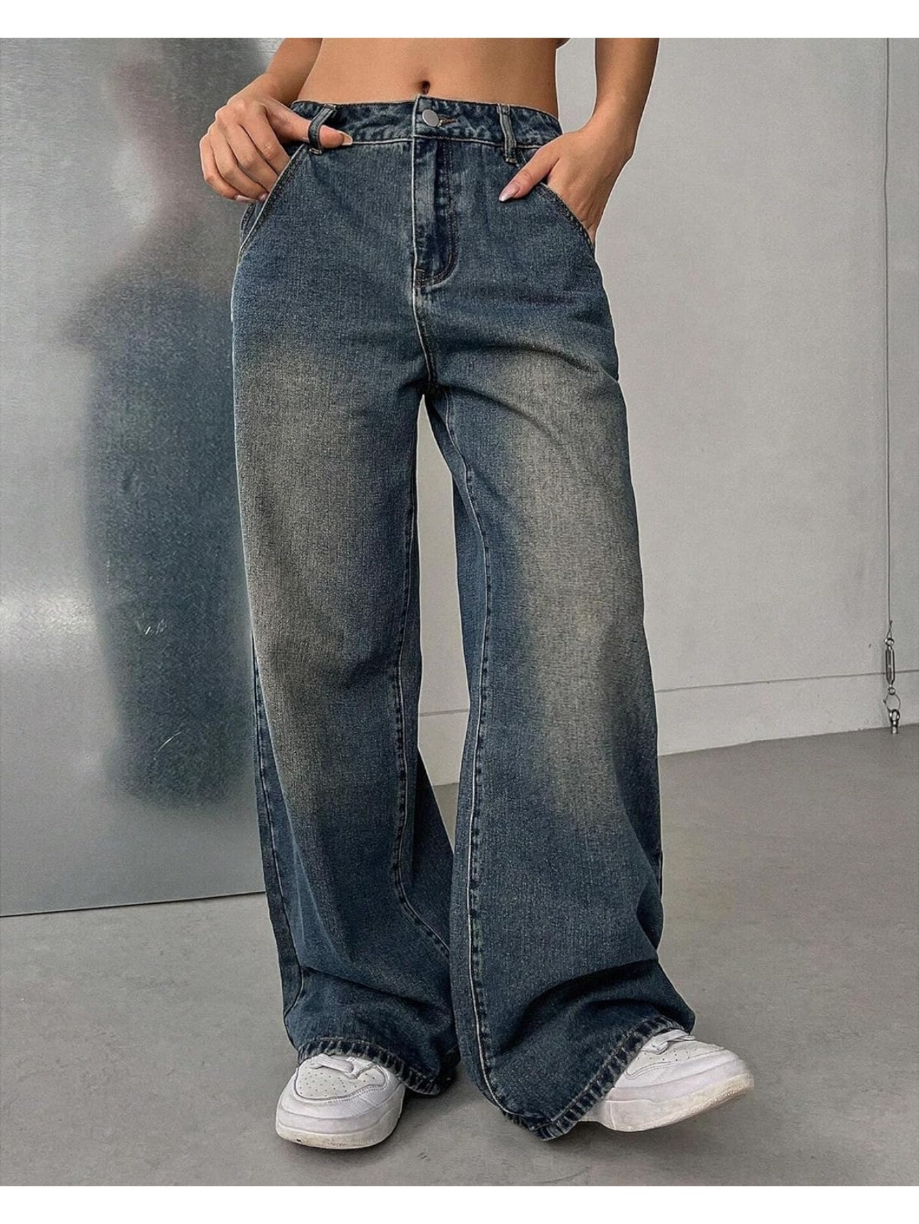 Vintage Wide Leg High Waist Baggy Jeans - Soft Stretchy Denim, Loose Fit, Boyfriend Style, Y2K Inspired, Flattering Silhouette, Comfortable Wear - Women's Fashionable Denim Pants