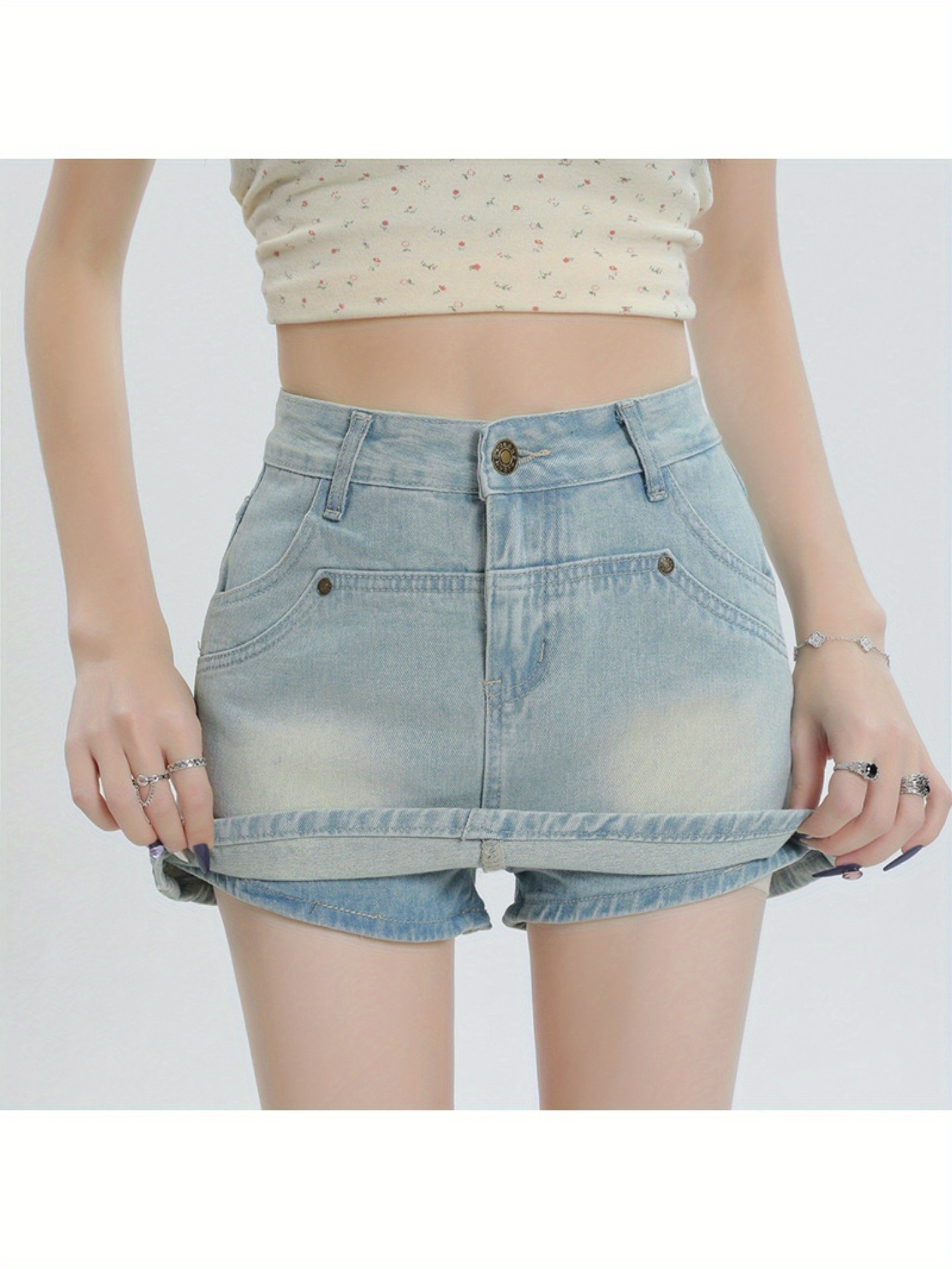 Hottie High-waisted Denim Skirt Women Design Summer Dress Small Hot Pants A- line Wrap Hip Slimming Culottes