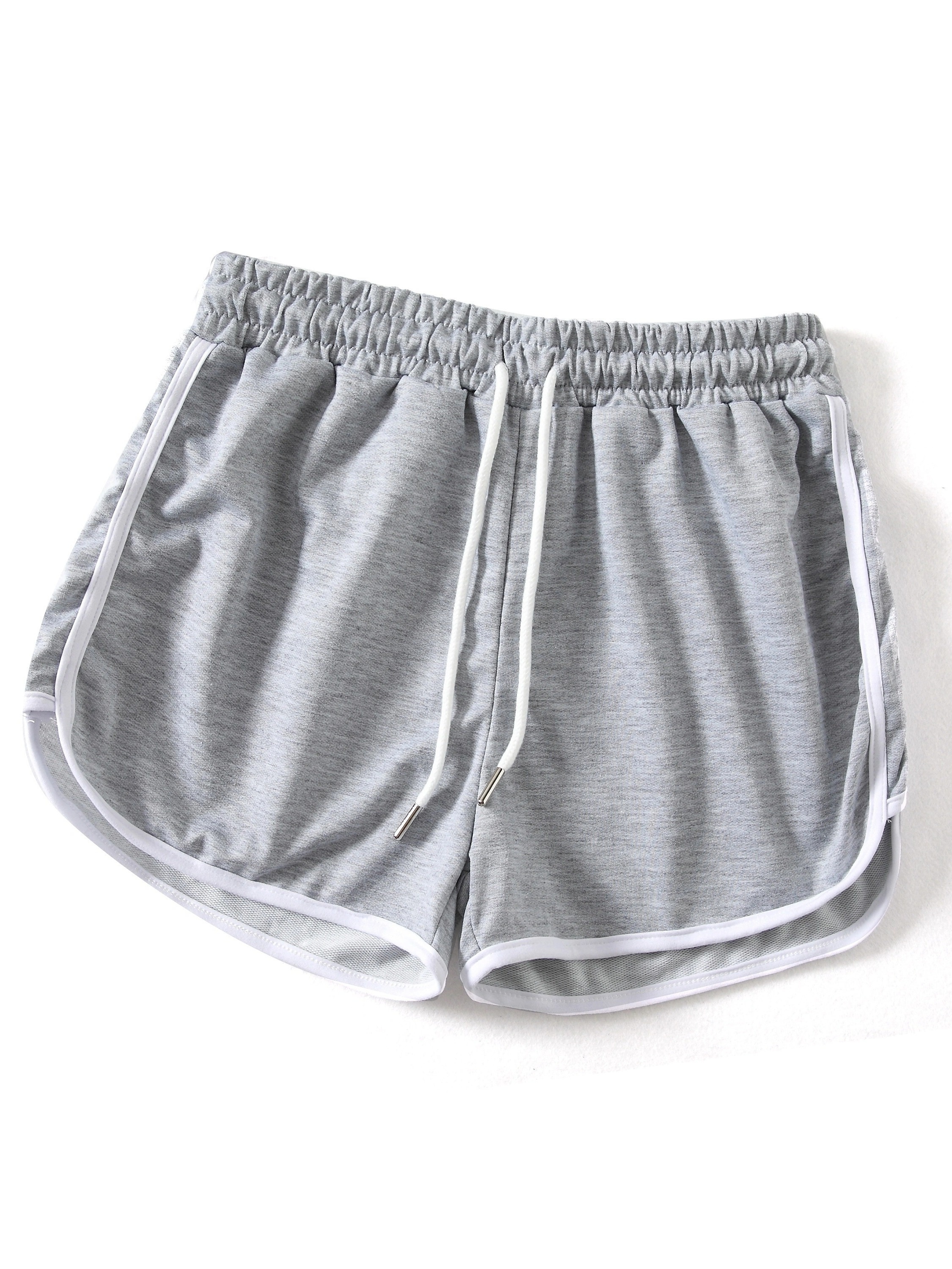 Contrast Binding Casual Sports Shorts, Drawstring Running Loose Shorts, Women's Activewear