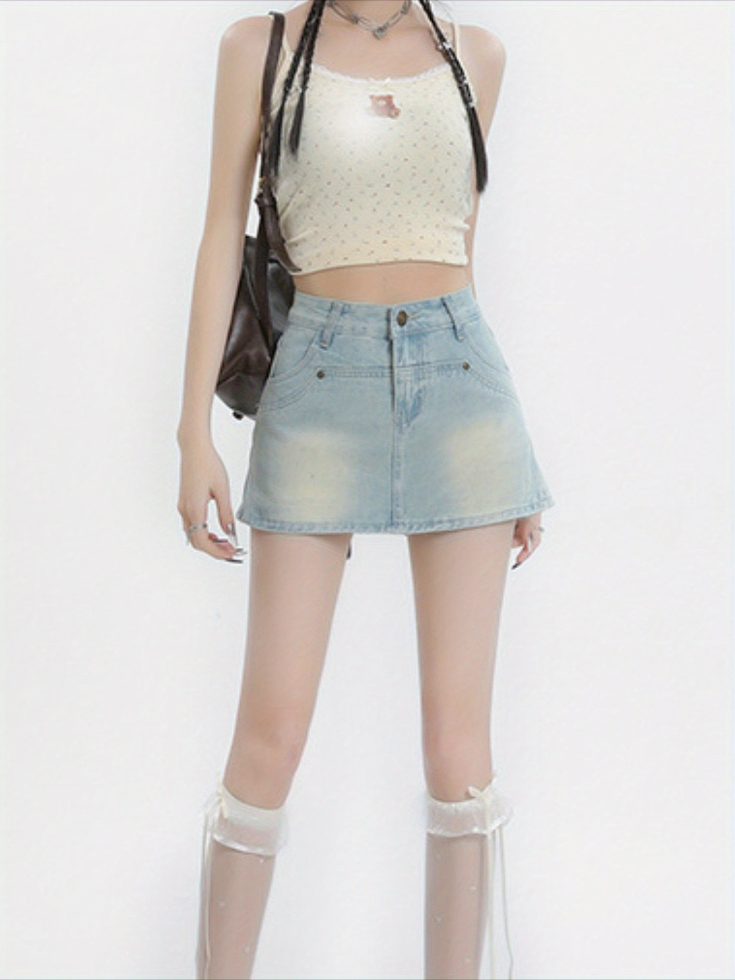 Hottie High-waisted Denim Skirt Women Design Summer Dress Small Hot Pants A- line Wrap Hip Slimming Culottes